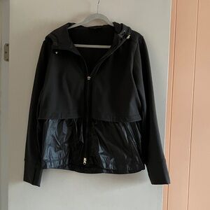 Athleta Black Hooded Layered Utility Jacket